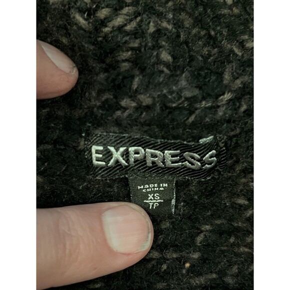 Express Sweater Womens XS Gray Black Open Front Short Sleeve Cardigan Cocoon - Picture 5 of 6